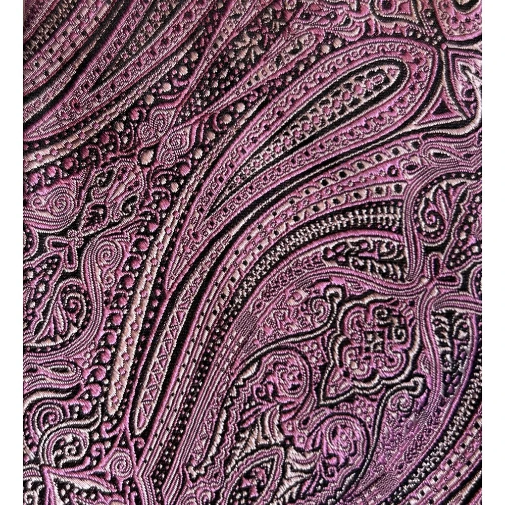 Seven Fold‎ Paisley Tie Hand Sewn Woven in Italy Pink Gray EUC